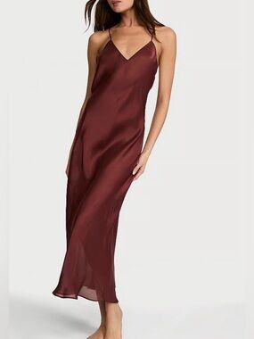 VICTORIA'S SECRET Luxe Sheer Satin Long Slip Dress